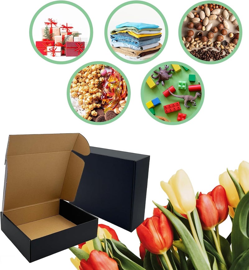 Livejun 24 Pack 11x9x3 inch Black Shipping Boxes ，Cardboard Packaging Boxes for Mailing Shipping Corrugated Cardboard Boxes for Packaging Small Business Craft Flat Shipping Boxes Empty Gifts Giving Products - Image 3